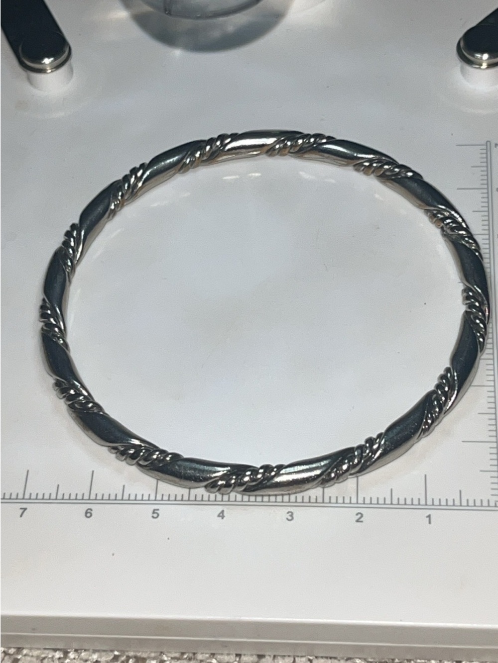 Silver-Tone Twisted Rope Textured Bangle Bracelet - Picture 2 of 3